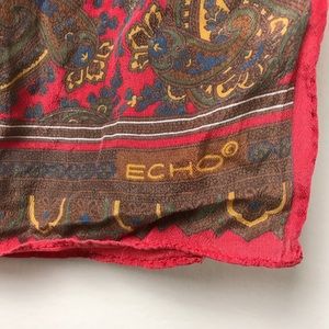 Vintage Echo Paisley Silk Scarf Red